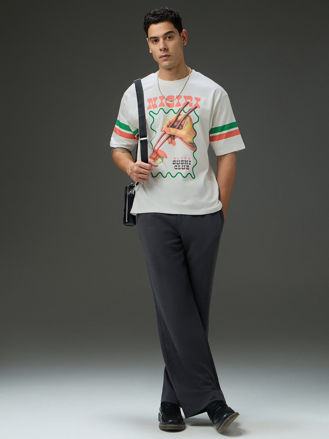Mens Round Neck Half Sleeve Printed Oversized Fit Tshirt