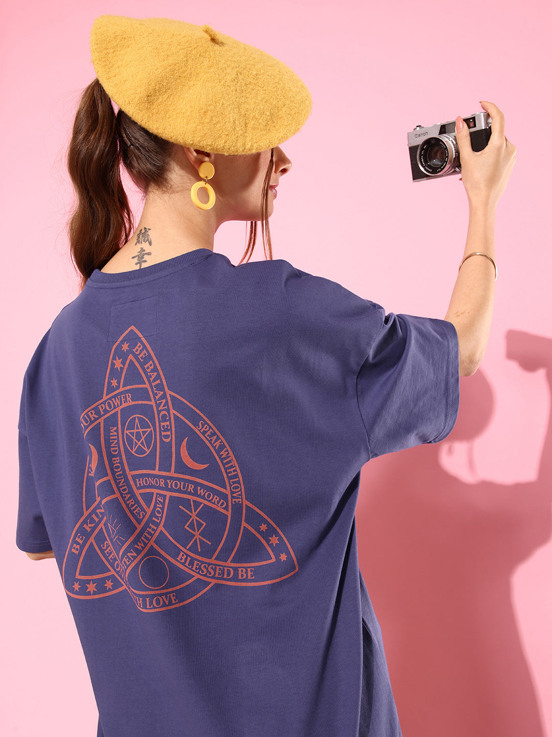 Womens Half Sleeve Drop Shoulder Printed Oversized Fit T-Shirts