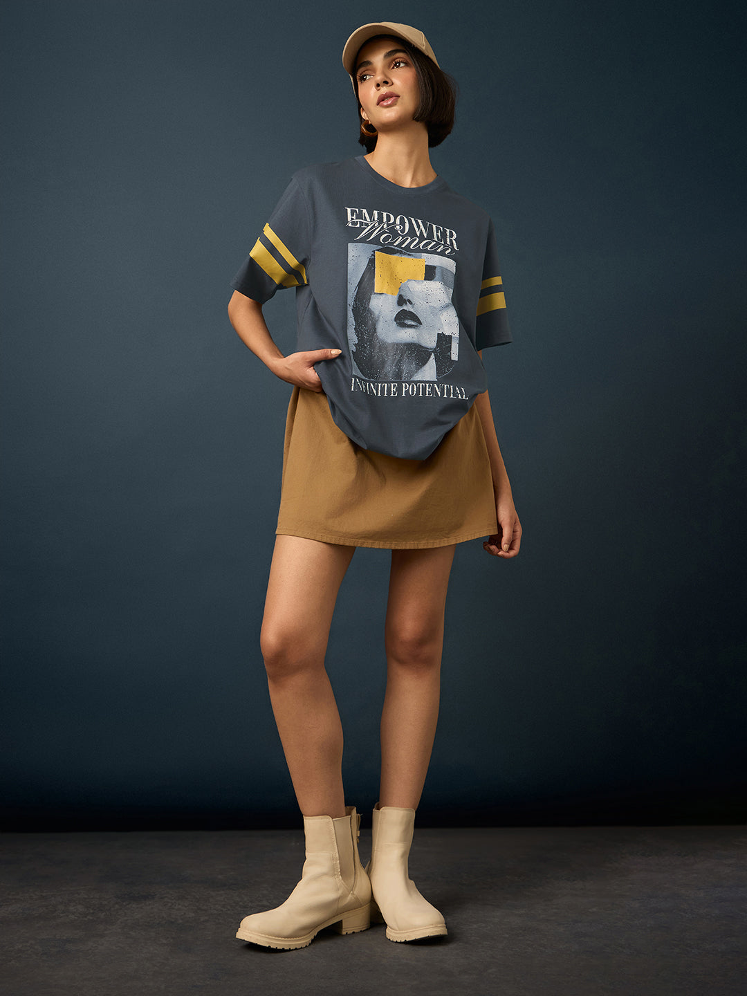 Womens Short Sleeve Printed Oversized Fit Tshirt 