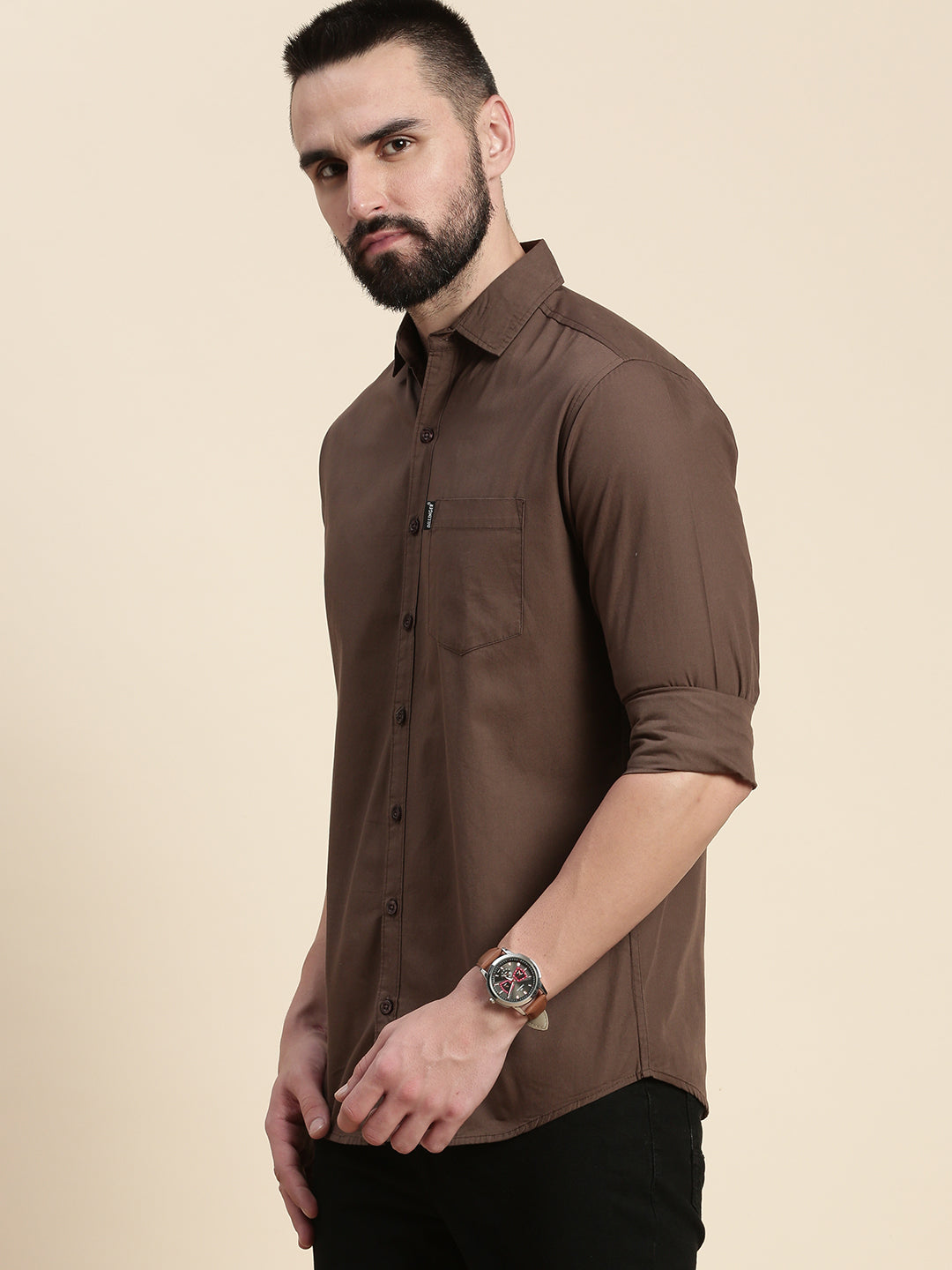 Mens Plain Full Sleeve Shirt With Pocket
