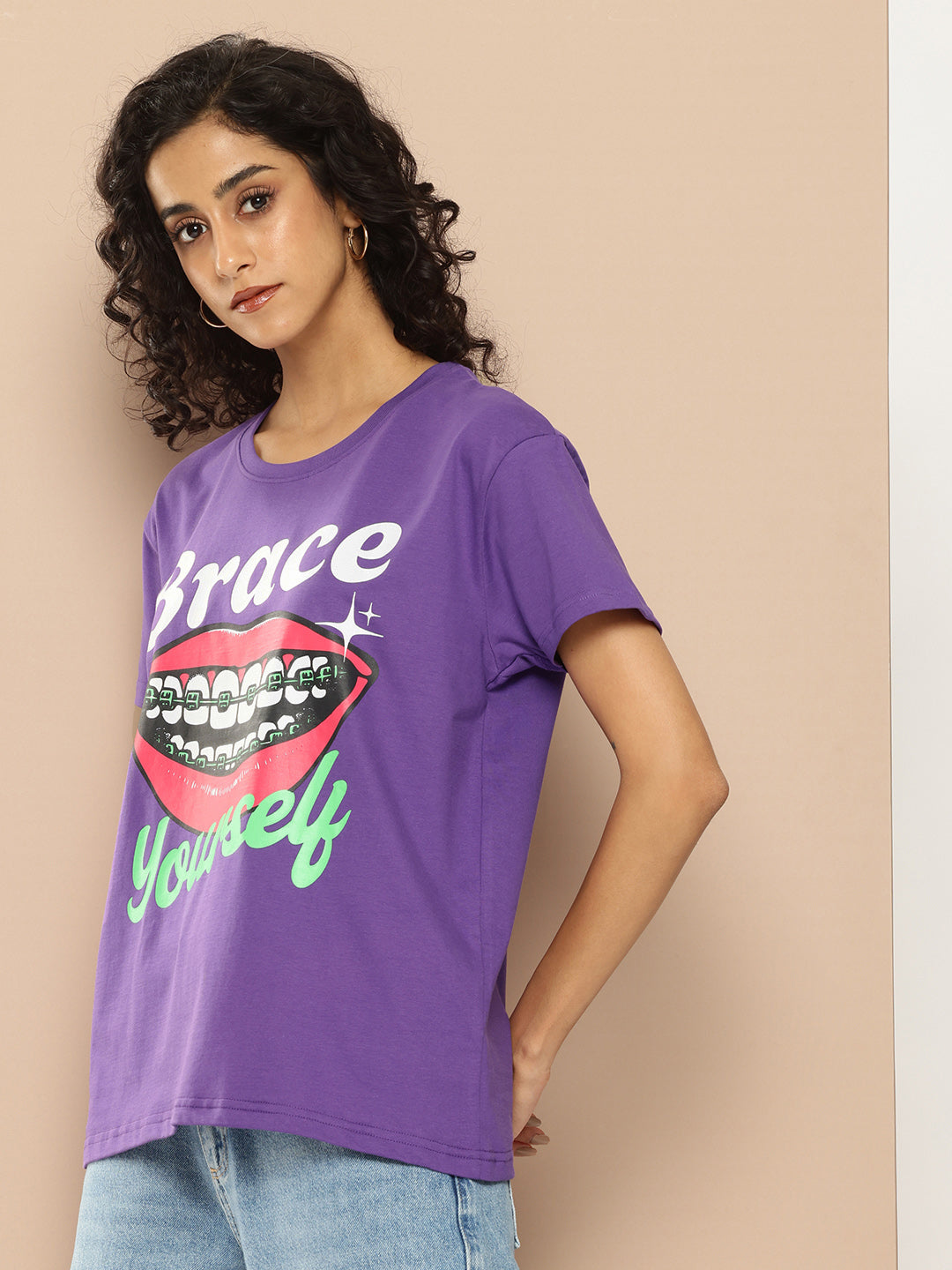 Womens Half Sleeve Round Neck Printed Boxy Fit Tshirts