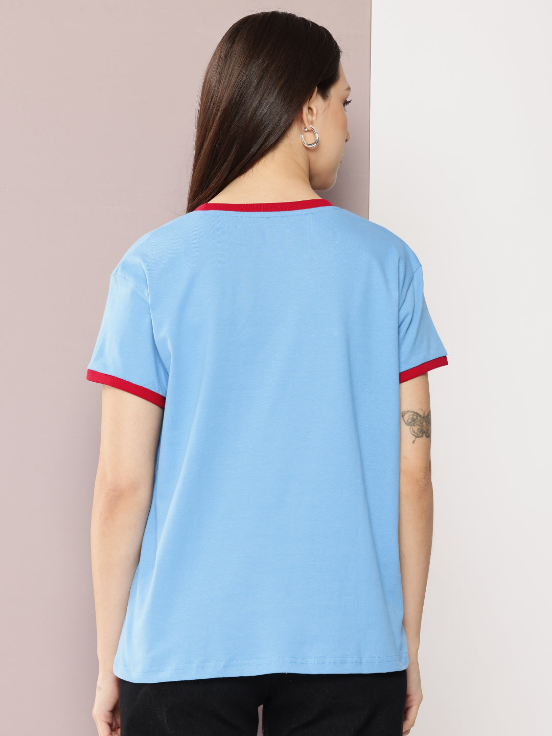 Womens Half Sleeve Round Neck Embroidered Boxy Fit Tshirts