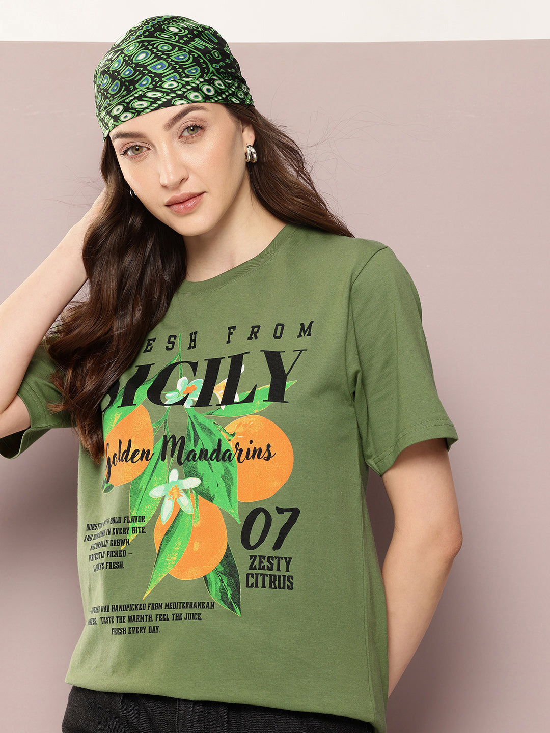 Womens Half Sleeve Round Neck Printed Oversized Fit Tshirts