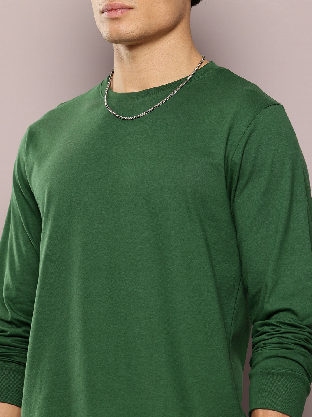 Mens Full Sleeve Round Neck Solid Regular Fit Tshirts