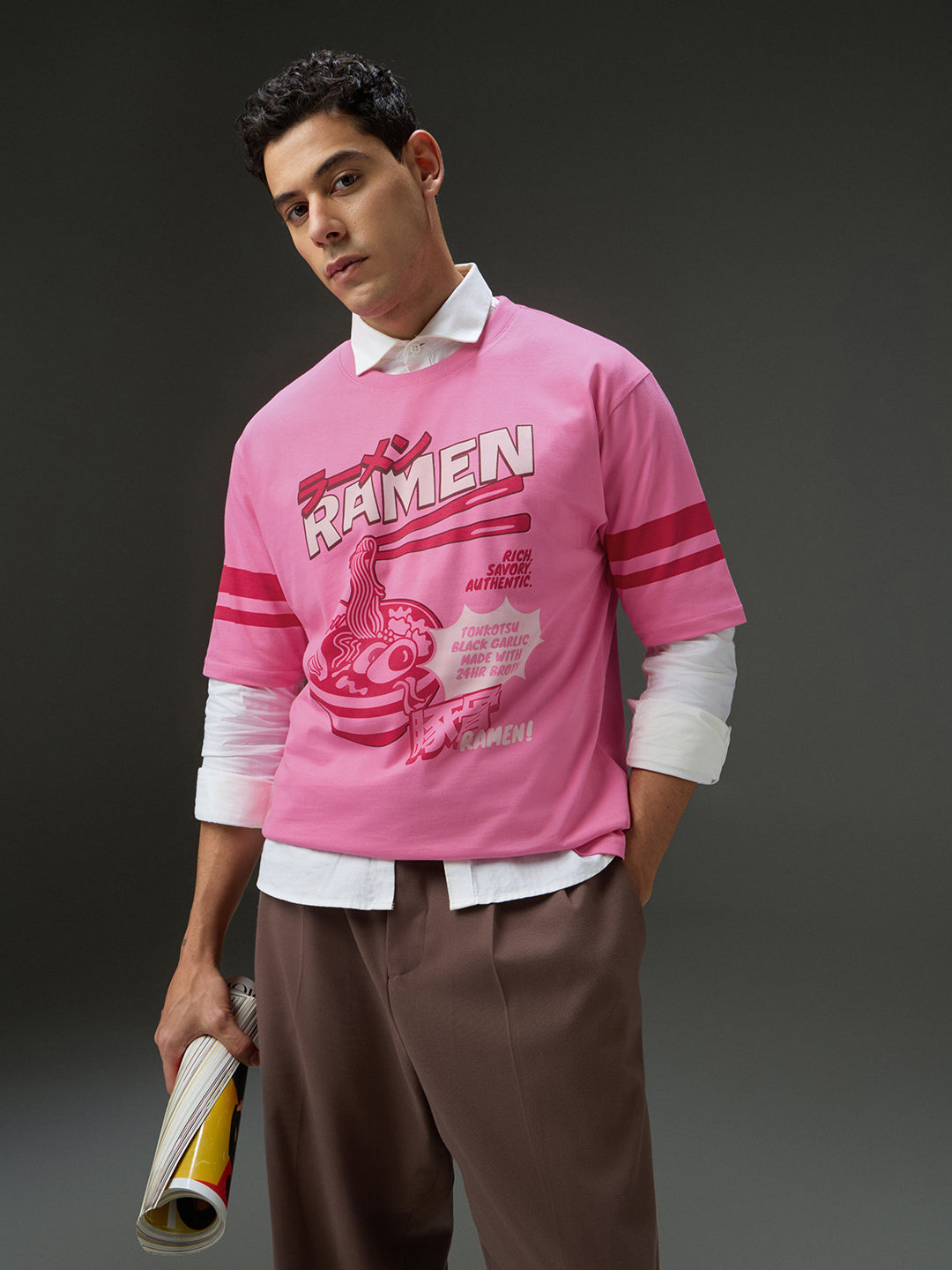Mens Round Neck Half Sleeve Printed Oversized Fit Tshirt