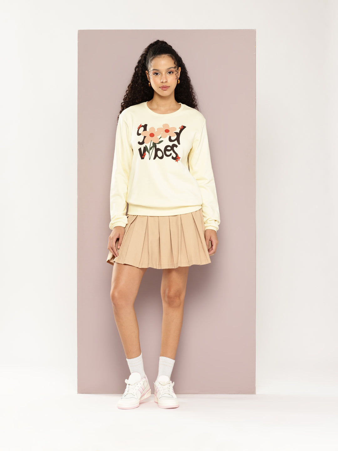 Womens Full Sleeve Round Neck Embellished Relaxed Fit Tshirts