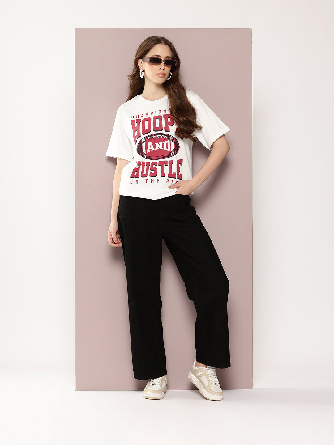 Womens Half Sleeve Round Neck Printed Oversized Fit Tshirts