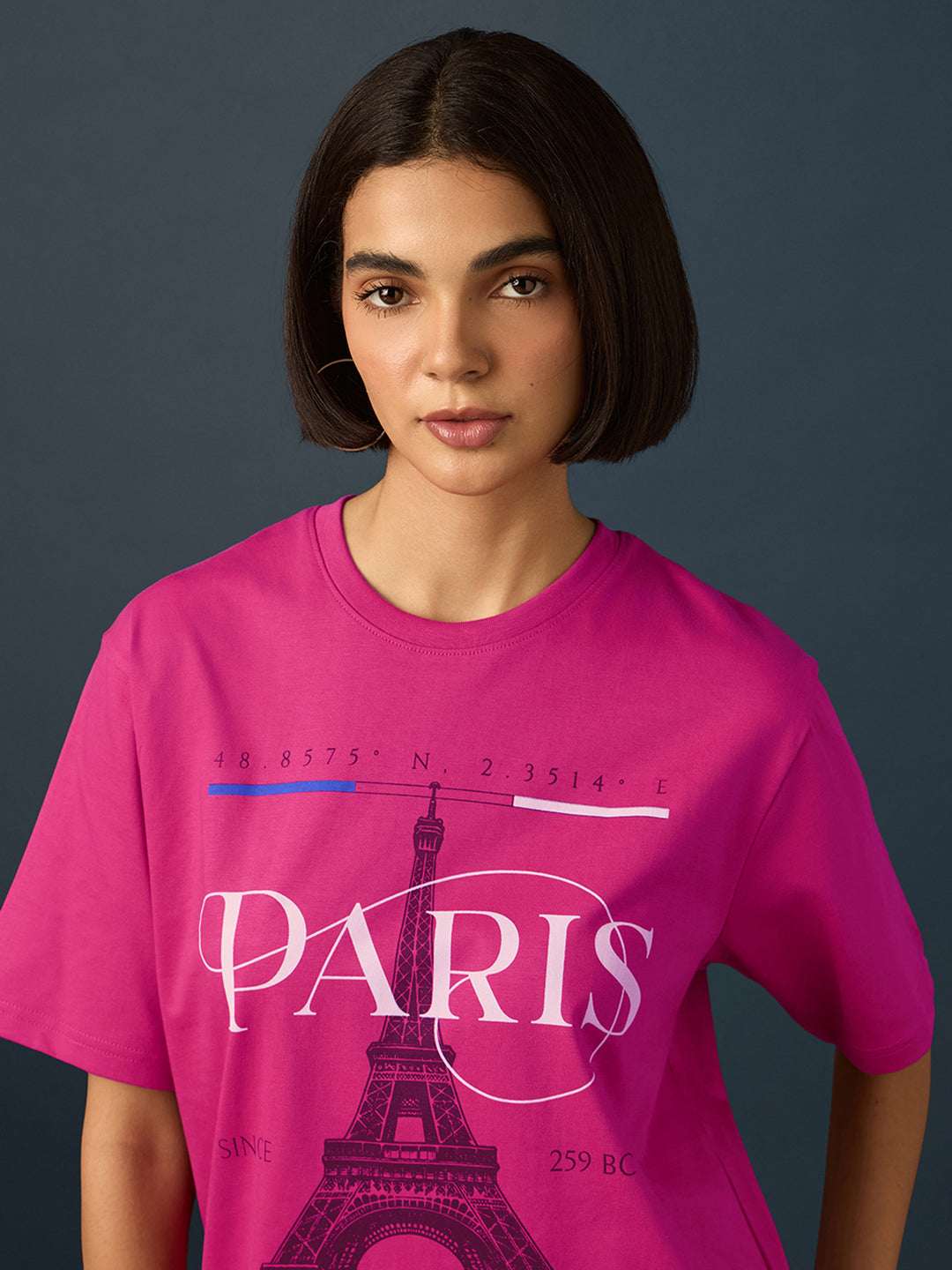 Womens Short Sleeve Printed Oversized Fit Tshirt 