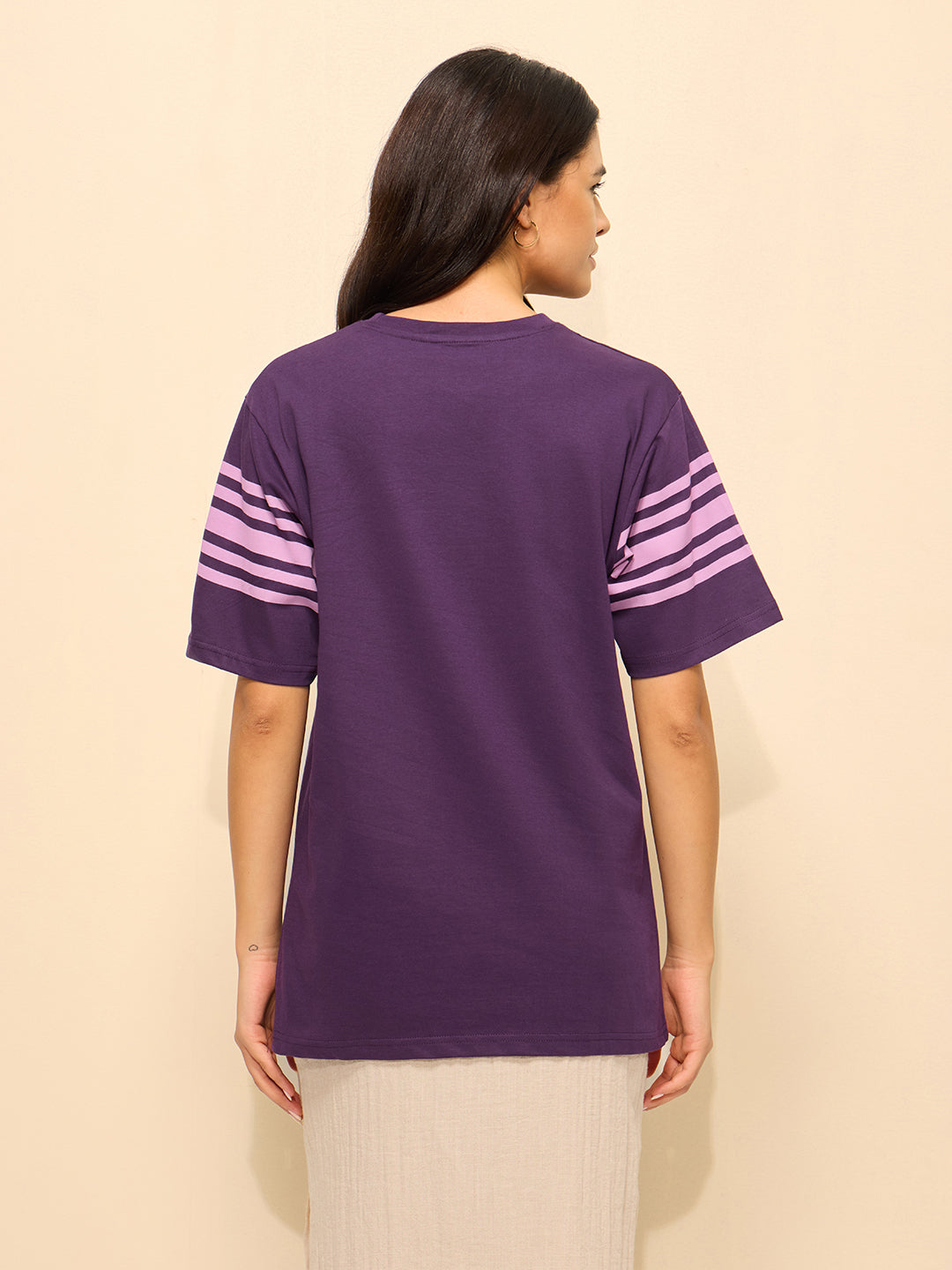 Womens Printed Oversized Fit Cotton T-Shirt