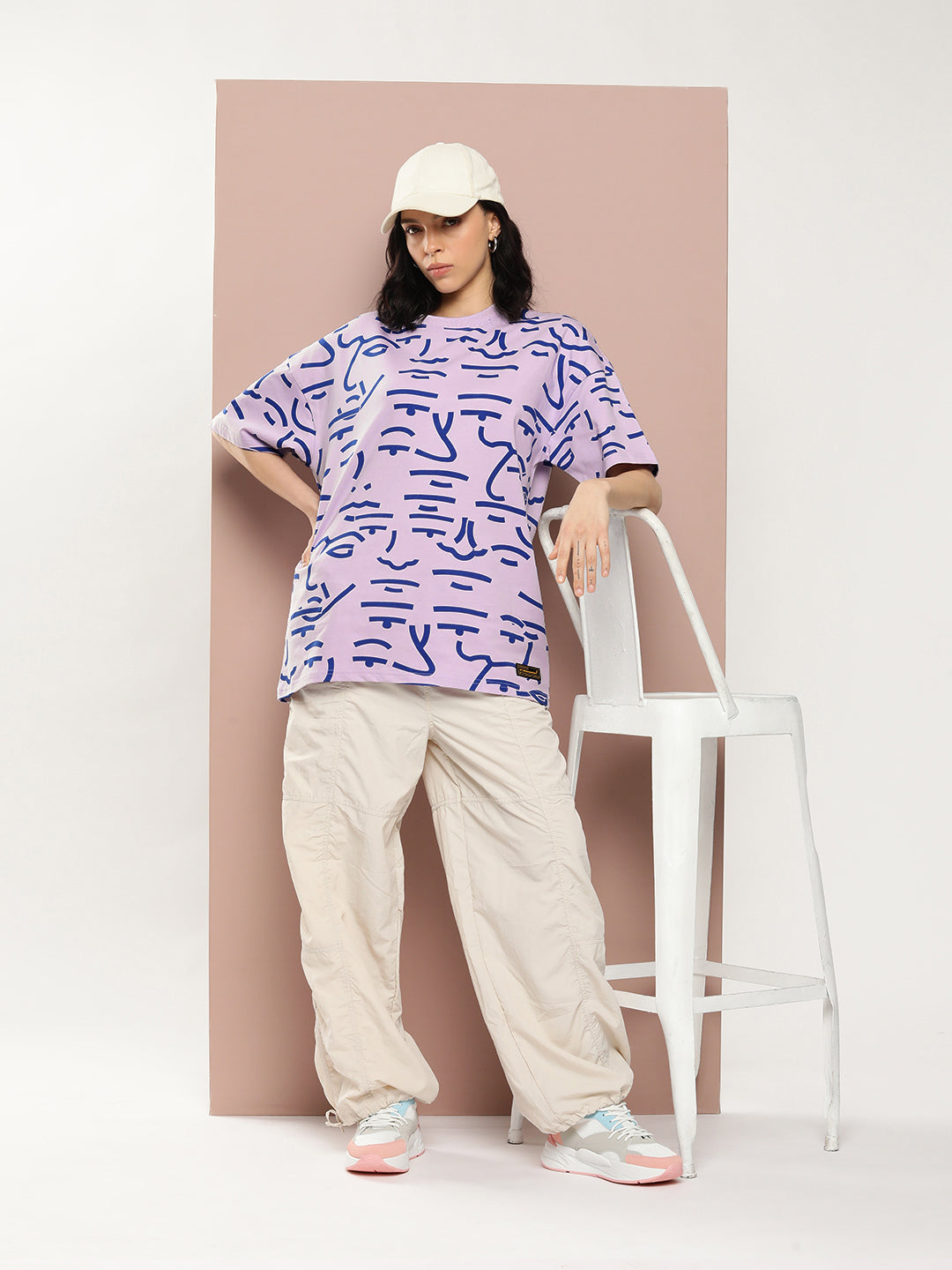 Womens Half Sleeve Drop Shoulder Printed Oversized Fit T-Shirts