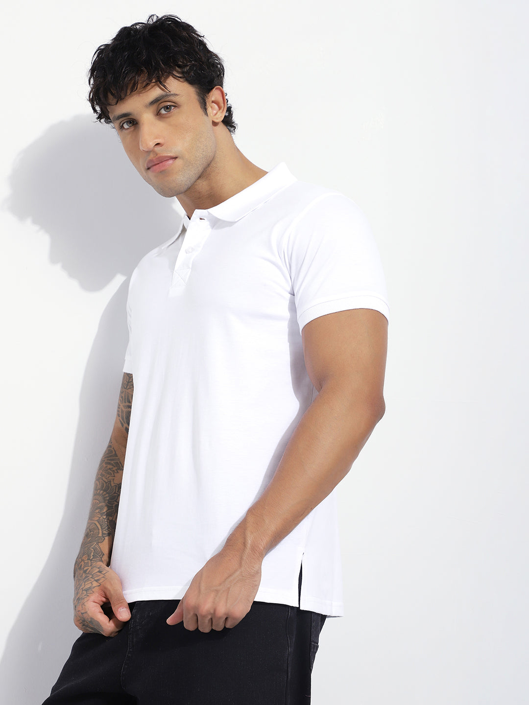Mens Half Sleeve Polo Neck Solid Regular Fit Tshirts