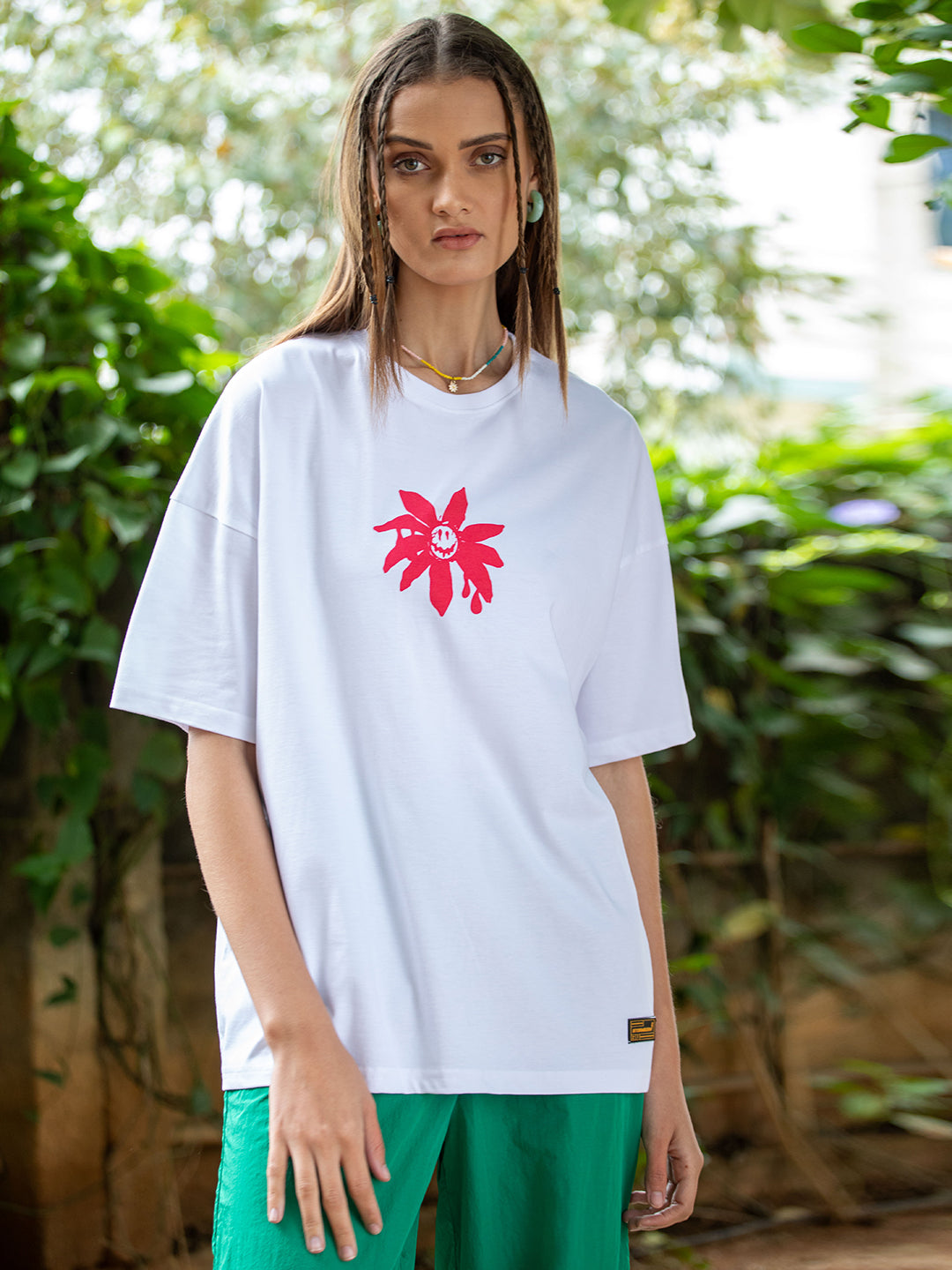 Womens Half Sleeve Drop Shoulder Printed Oversized Fit T-Shirts