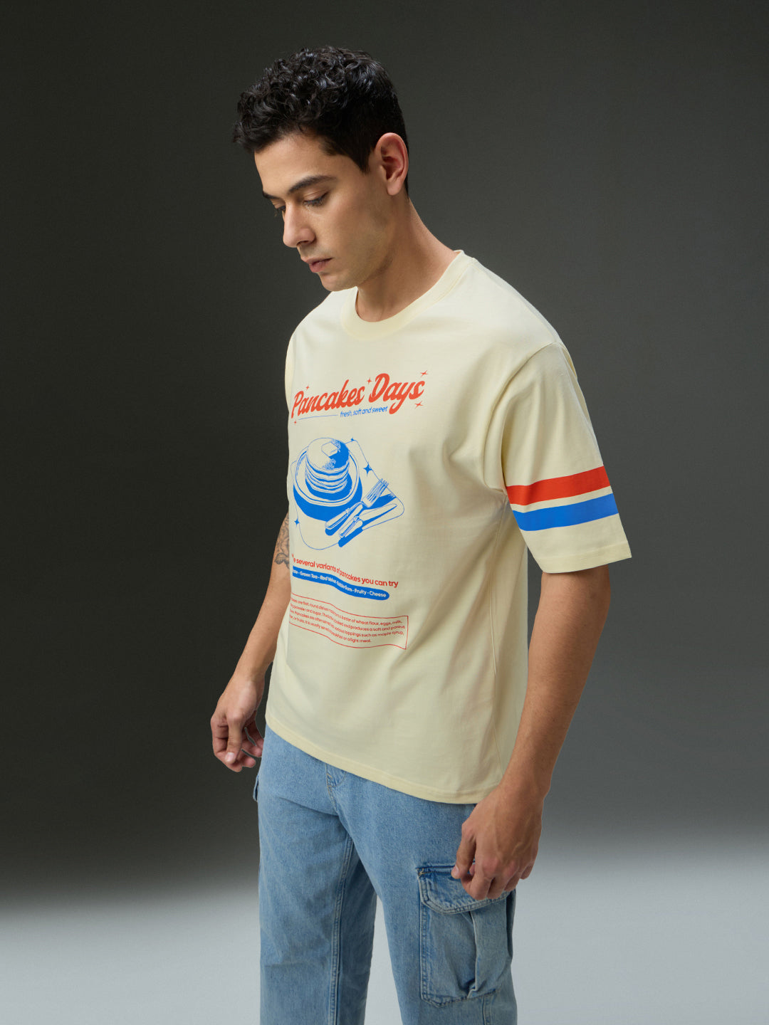 Mens Round Neck Half Sleeve Printed Oversized Fit Tshirt