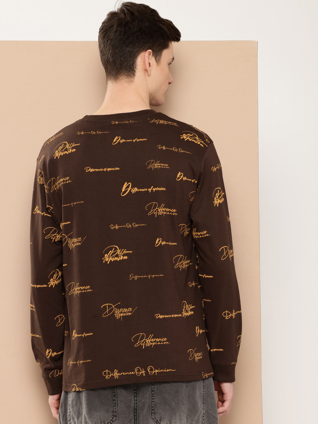 Mens Full Sleeve Round Neck All-Over Printed Oversized Fit Tshirts