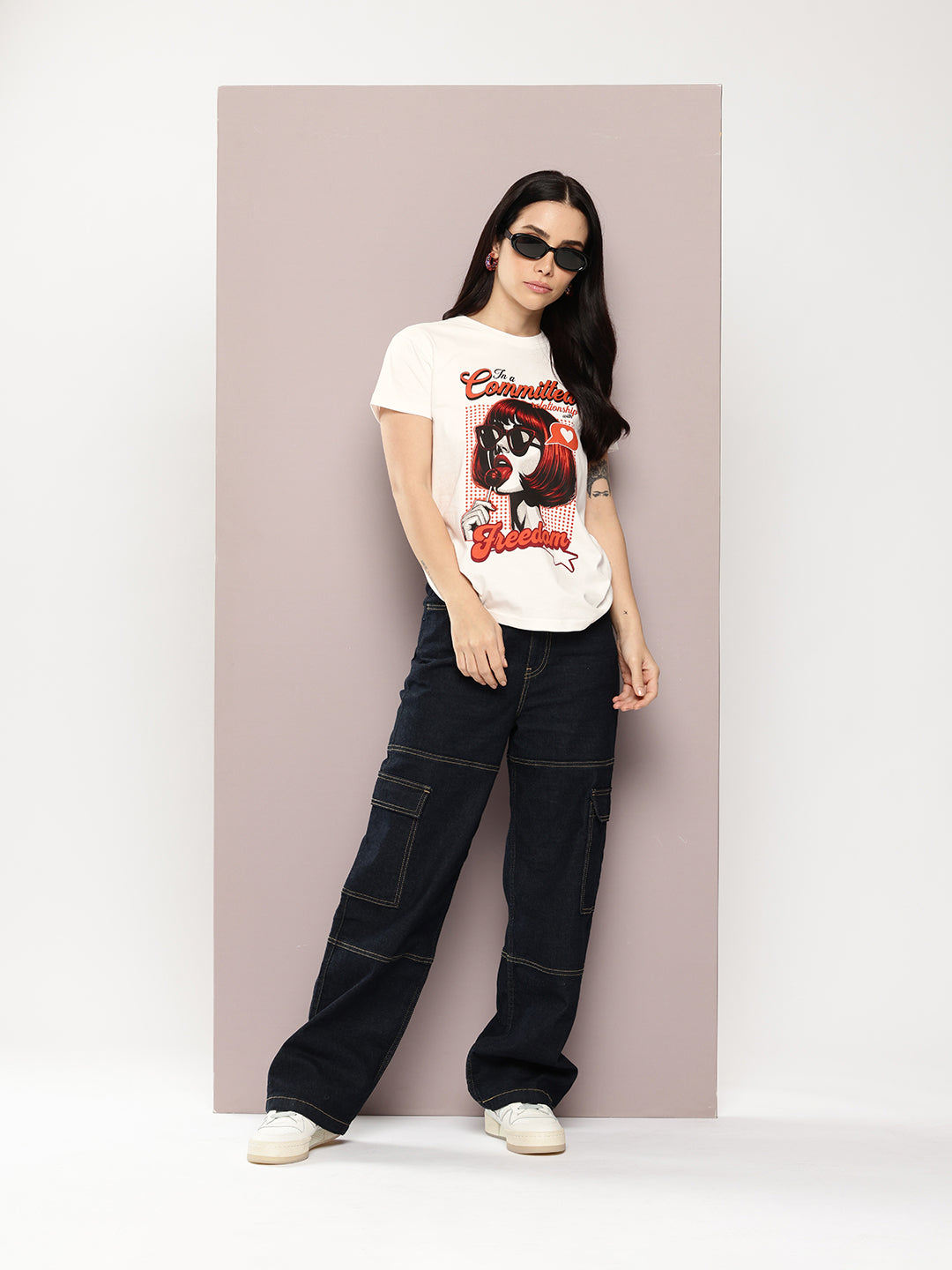 Womens Half Sleeve Round Neck Printed Regular Fit Tshirts