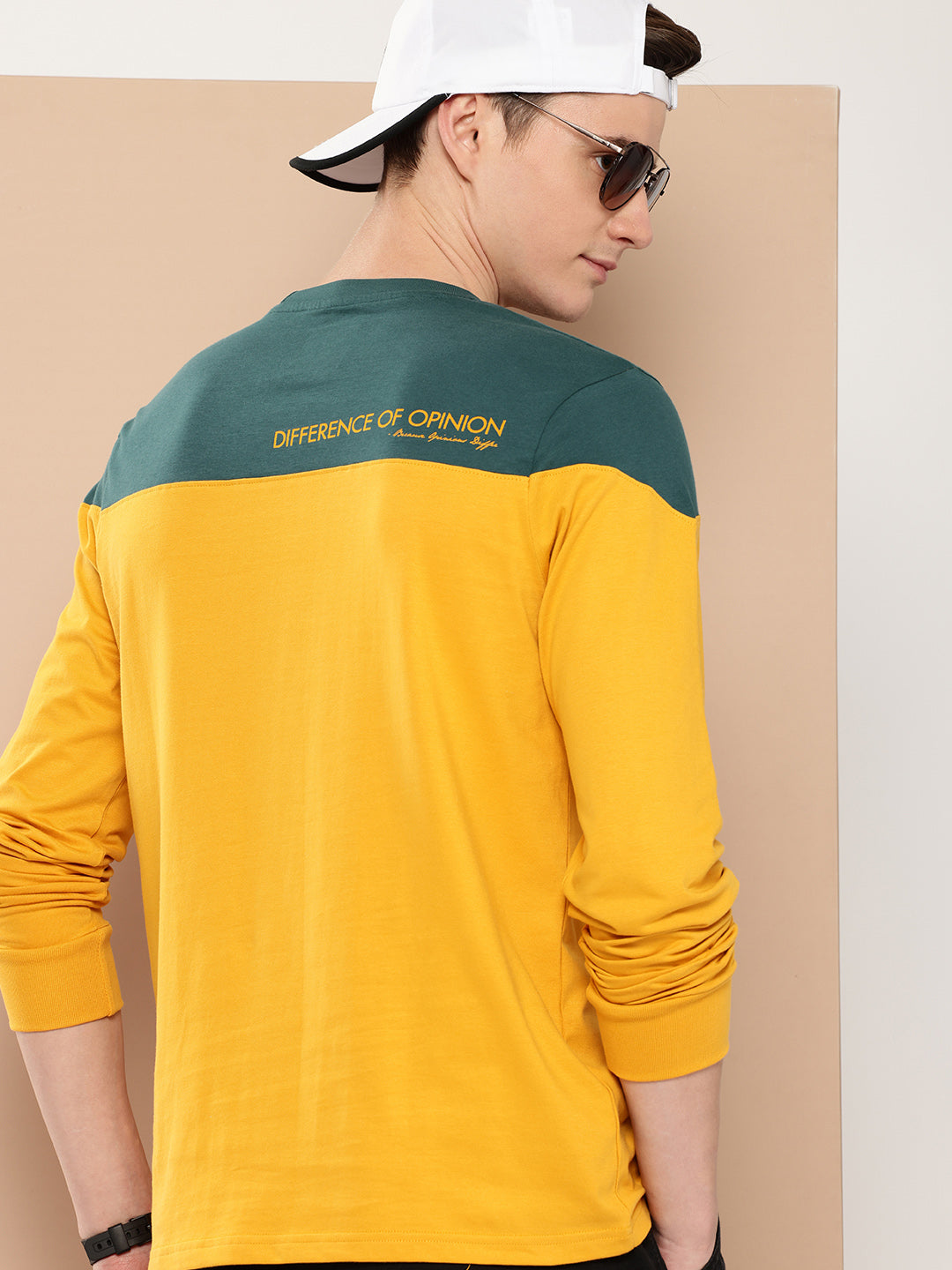 Mens Full Sleeve Henley Neck Colourblocked Regular Fit Tshirts