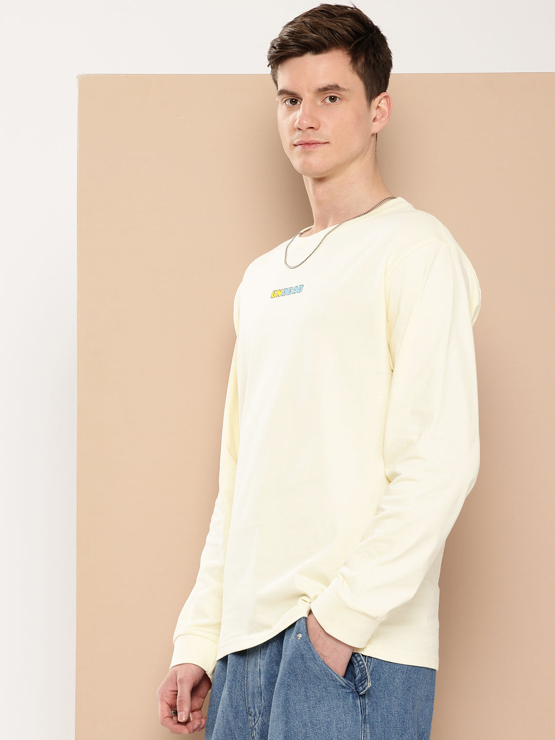 Mens Full Sleeve Round Neck Back Printed Oversized Fit Tshirts