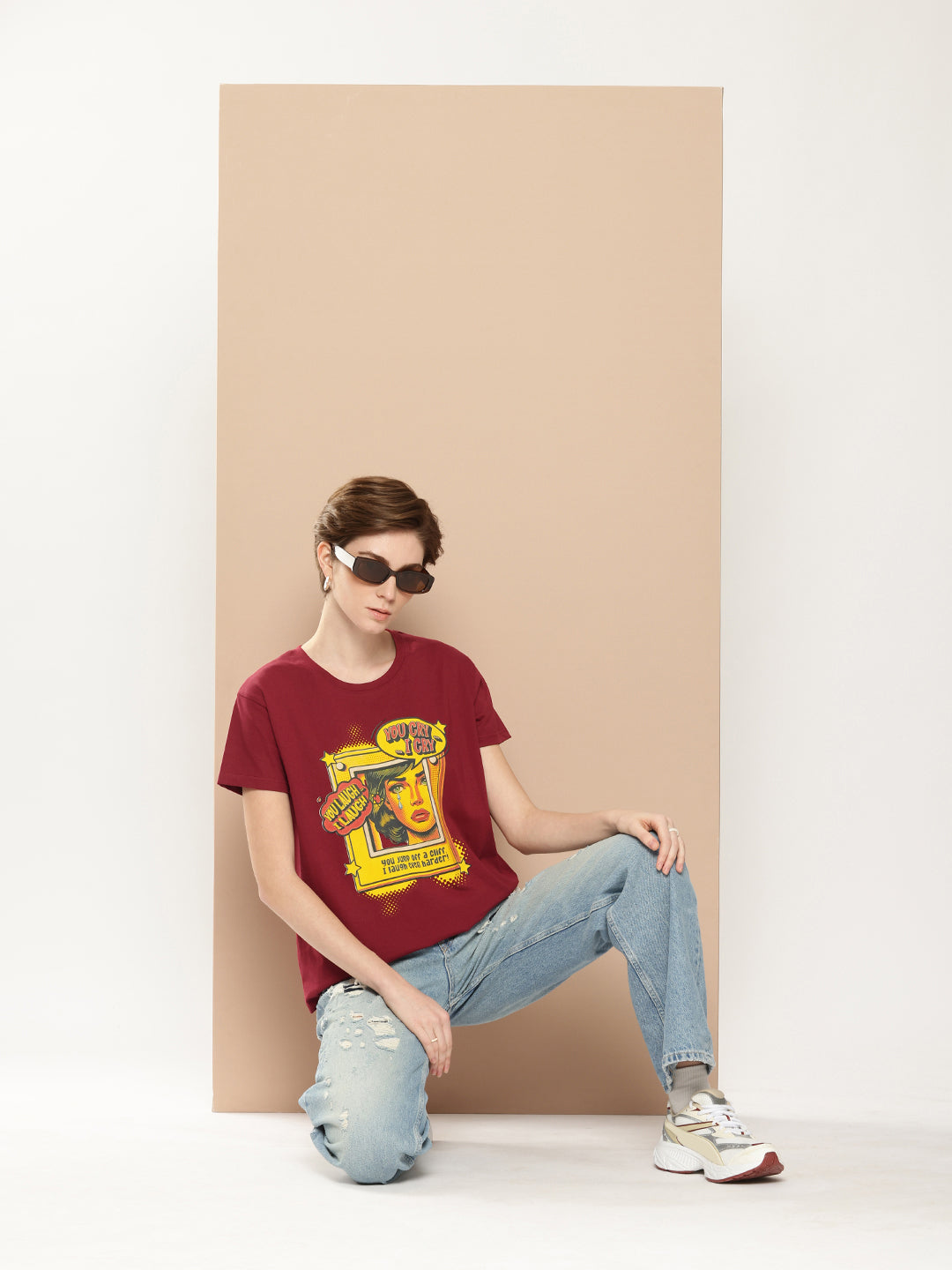Womens Half Sleeve Round Neck Printed Boxy Fit Tshirts