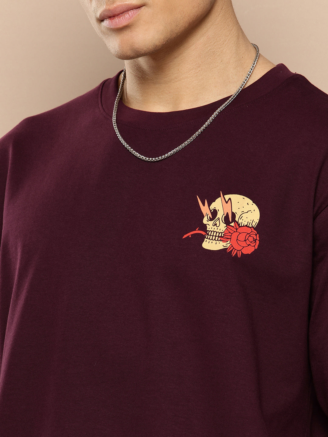 Mens Half Sleeve Round Neck Back Printed Oversized Fit Tshirts