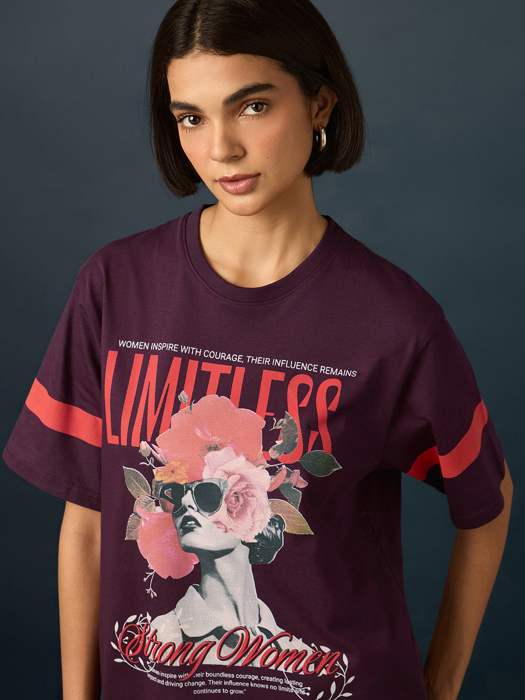 Womens Short Sleeve Printed Oversized Fit Tshirt 