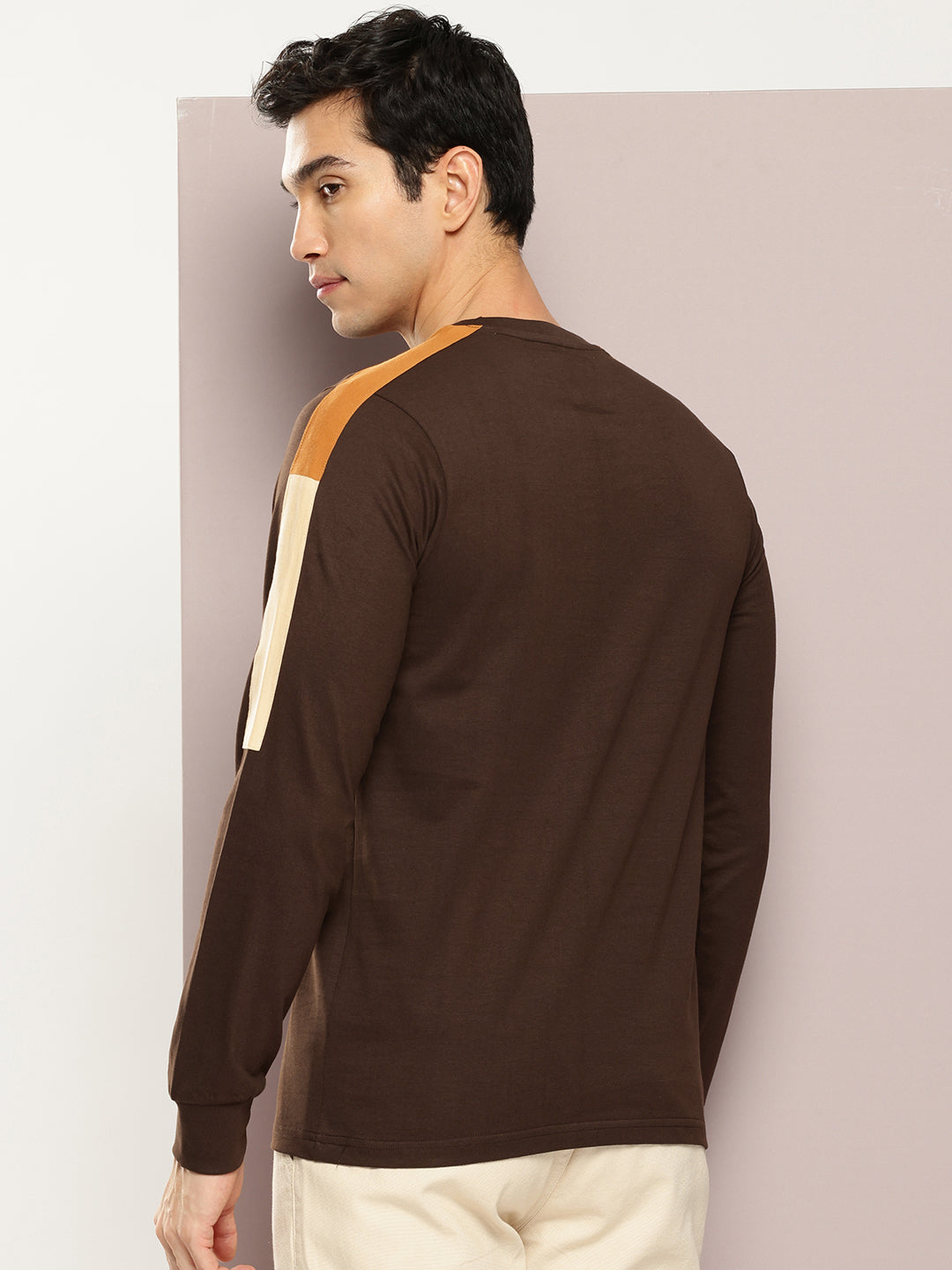 Mens Full Sleeve Round Neck Solid Regular Fit Tshirts