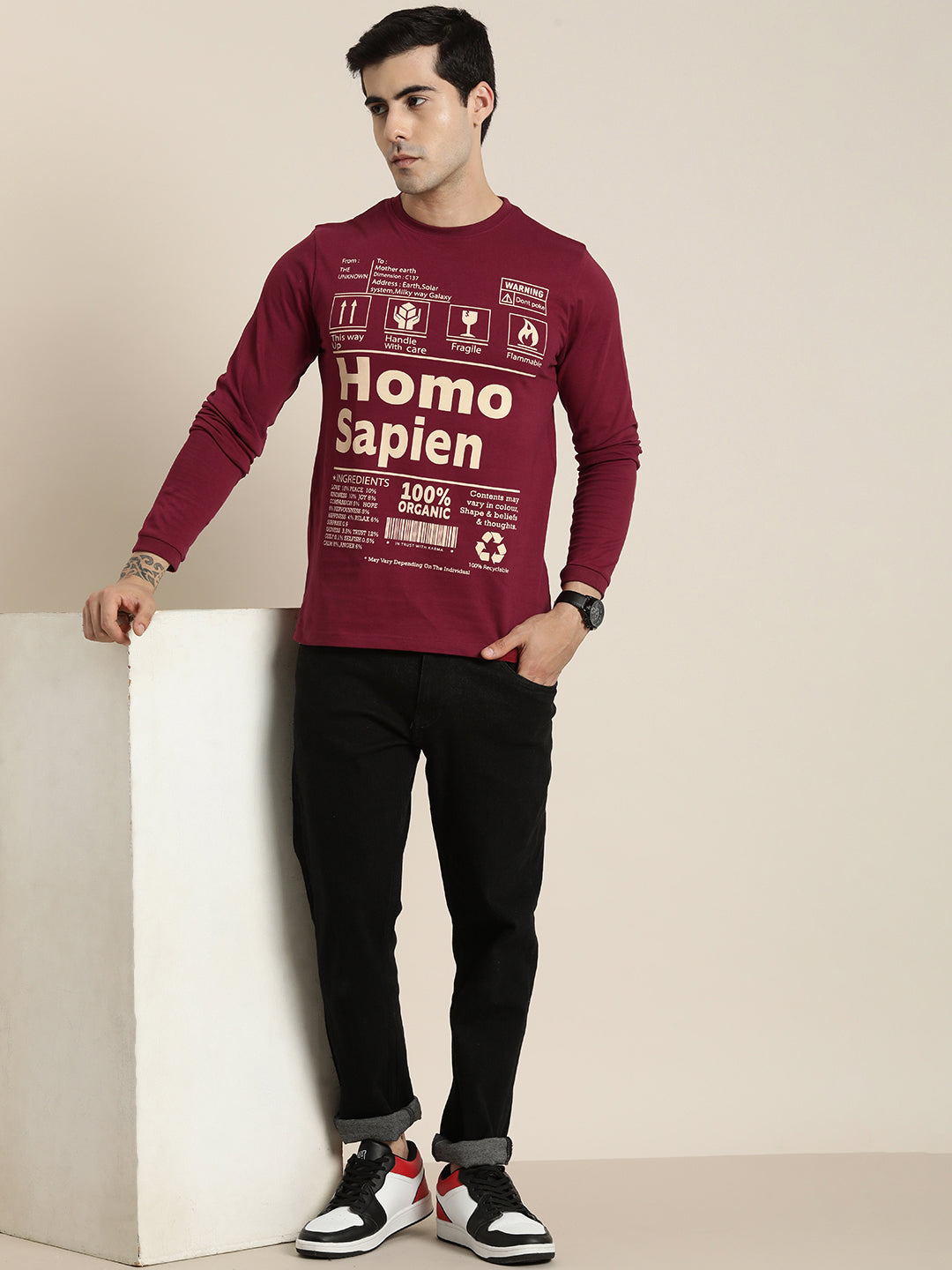 Mens Full Sleeve Round Neck Regular Fit T-Shirts