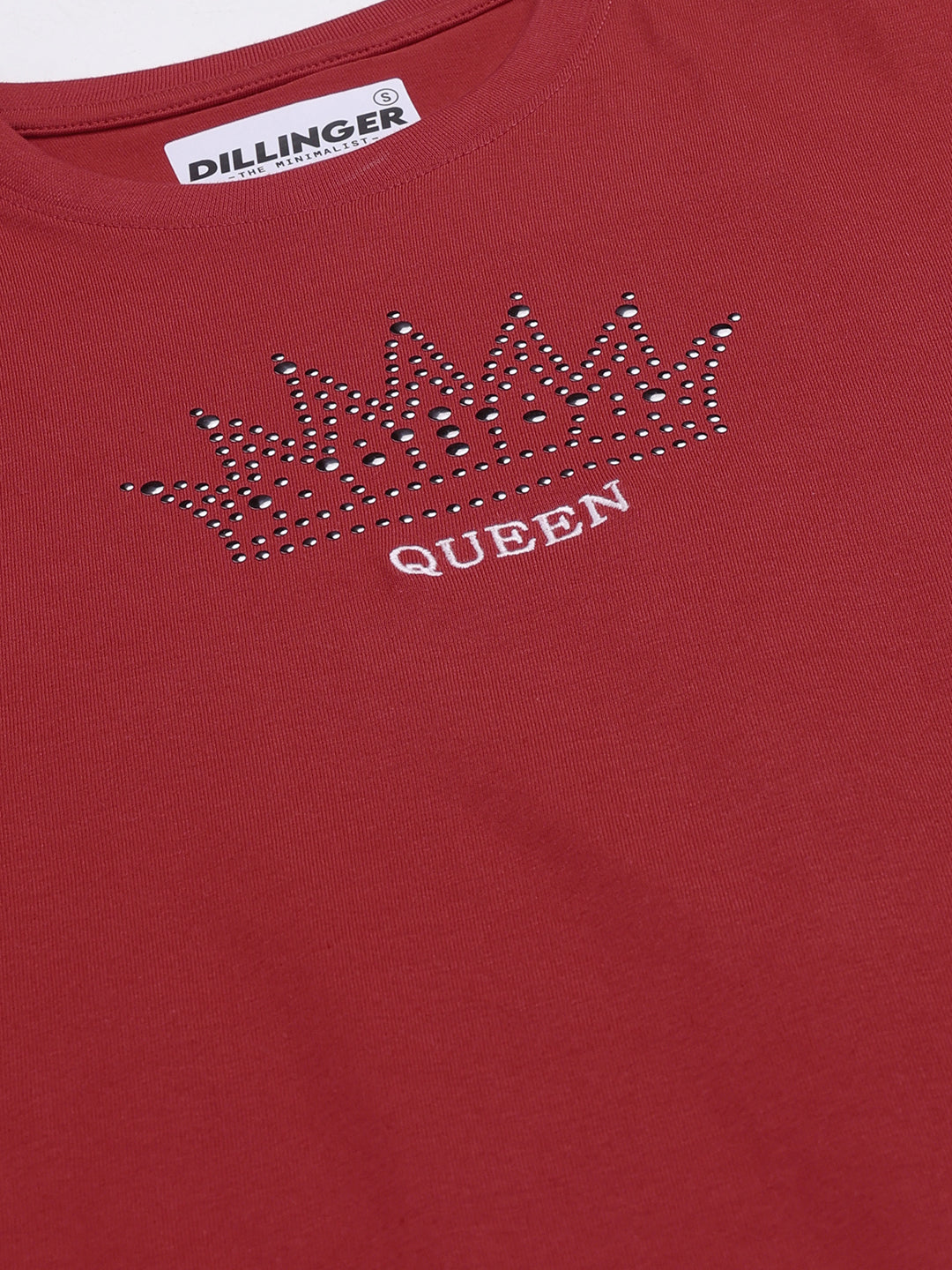 Womens Stud Detailed Oversized Round Neck Tshirt 