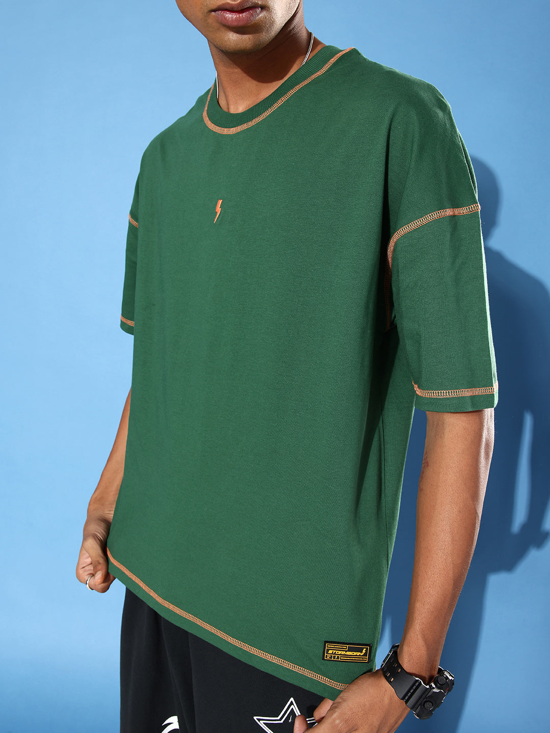 Mens Half Sleeve Drop Shoulder Plain Oversized Fit T-Shirts