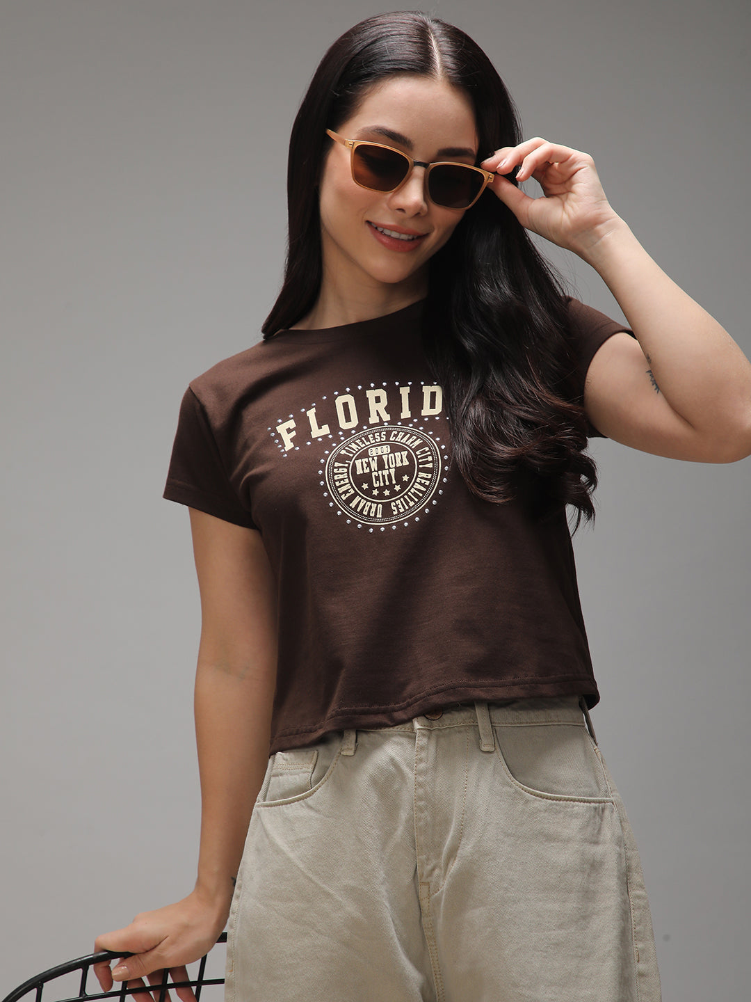 Womens Half Sleeve Round Neck Printed Regular Fit Tshirts