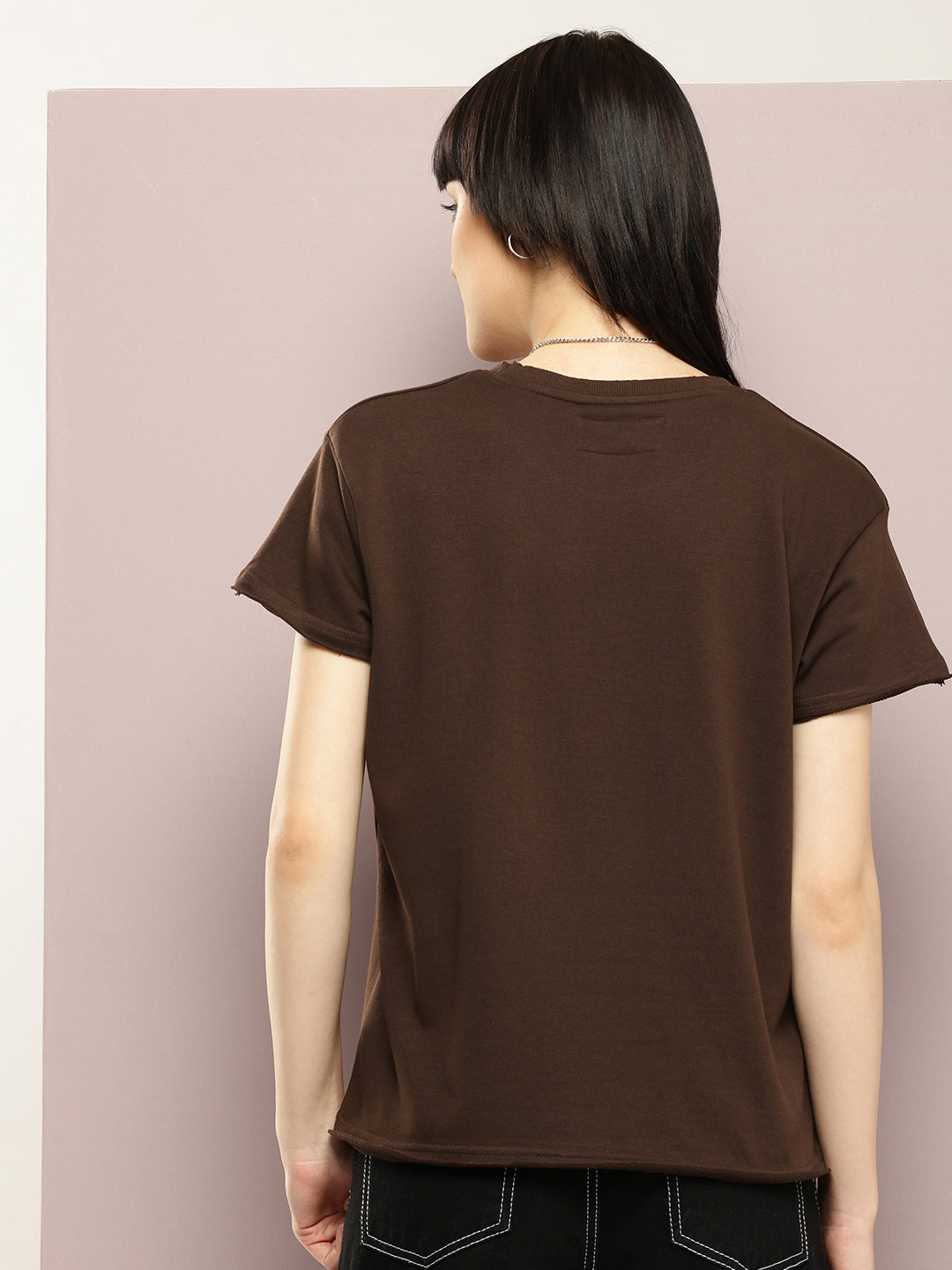 Womens Half Sleeve Round Neck Solid Boxy Fit Tshirts