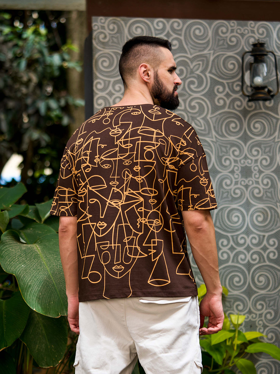 Mens Half Sleeve Drop Shoulder Printed Oversized Fit T-Shirts