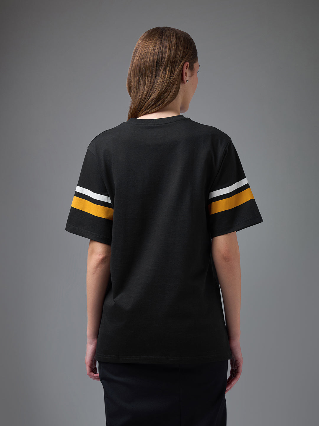 Womens Printed Round Neck Oversized Fit Tshirt
