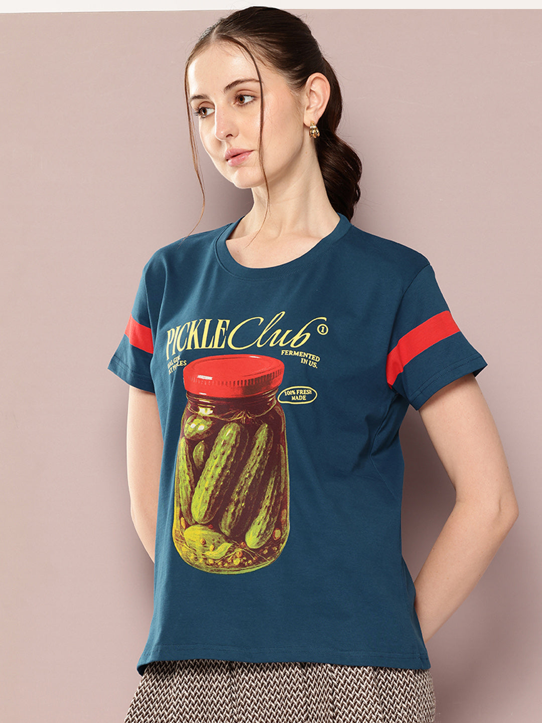 Womens Short Sleeve Printed Boxy Regular Fit Tshirt