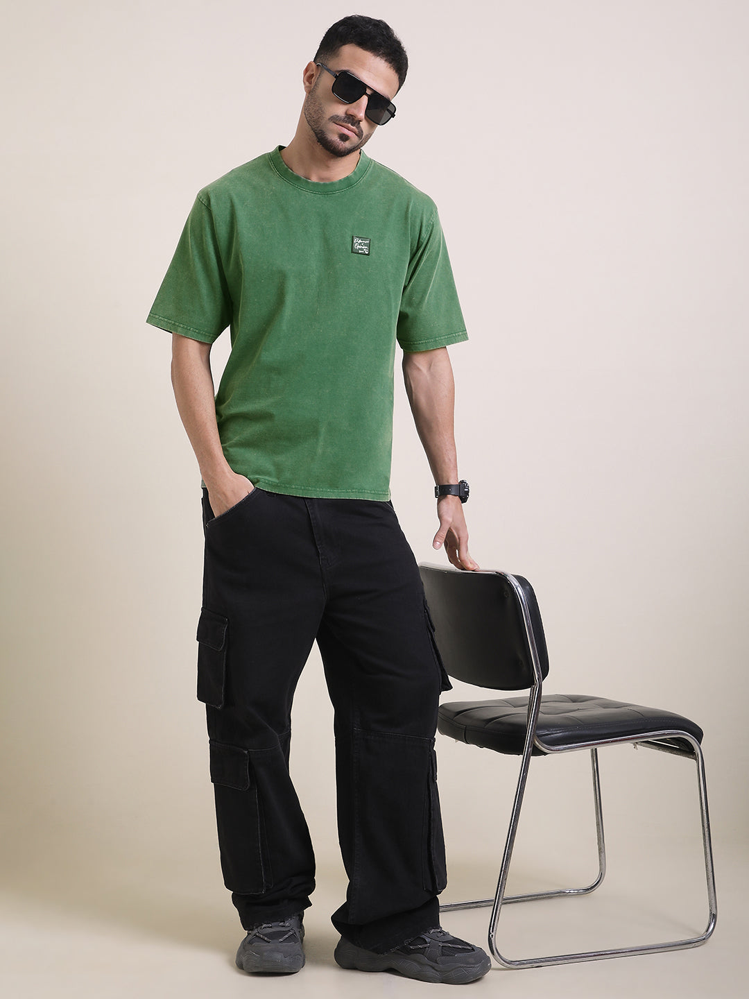 Mens Half Sleeve Round Neck Back Printed Oversized Fit Tshirts