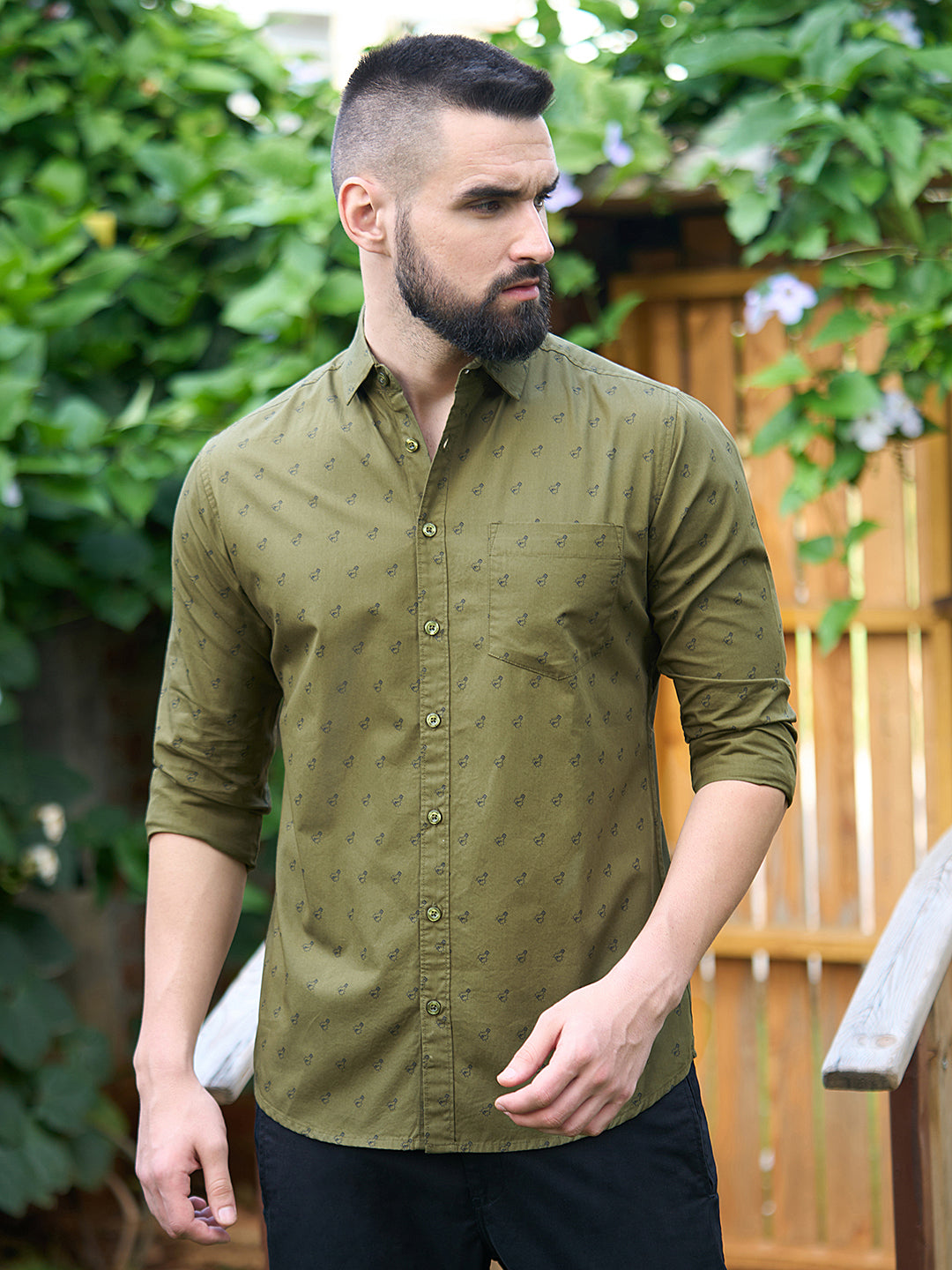 Men All Over Printed Full Sleeve Shirt With Pocket
