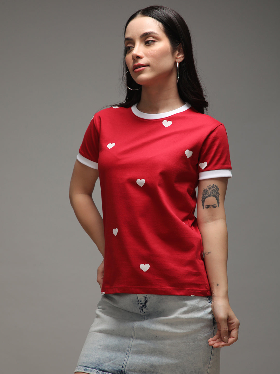 Womens Half Sleeve Round Neck Embroidery Regular Fit Tshirts