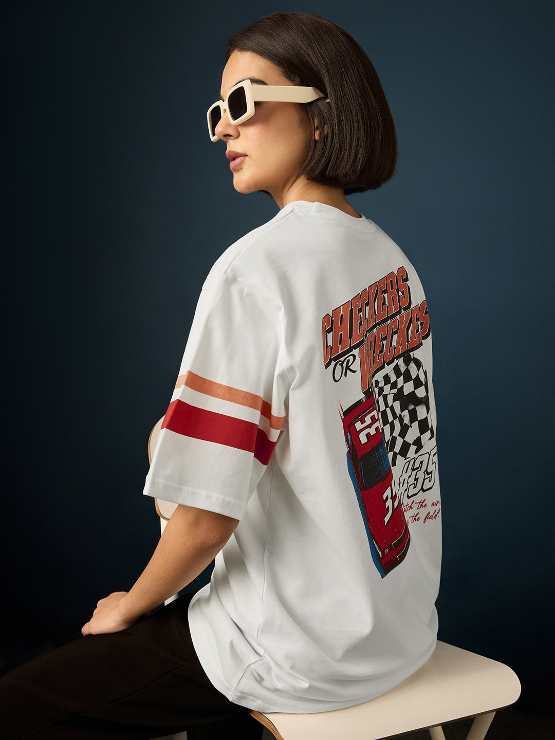 Womens Short Sleeve Printed Oversized Fit Tshirt 
