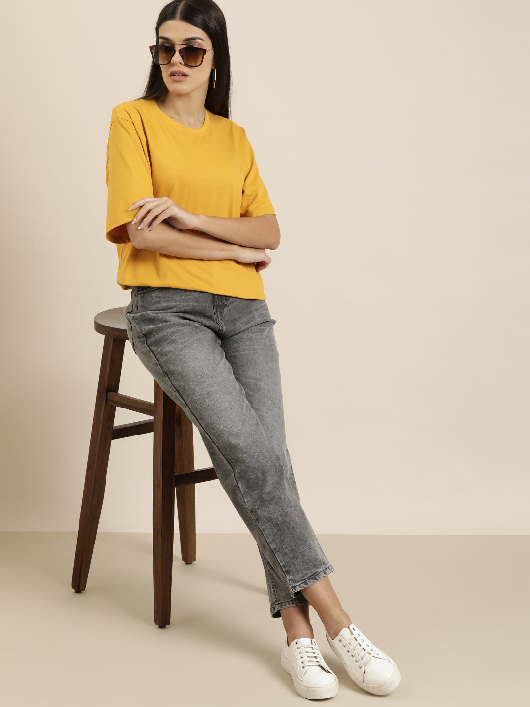 Womens Half Sleeve Round Neck Oversized Fit T-Shirts