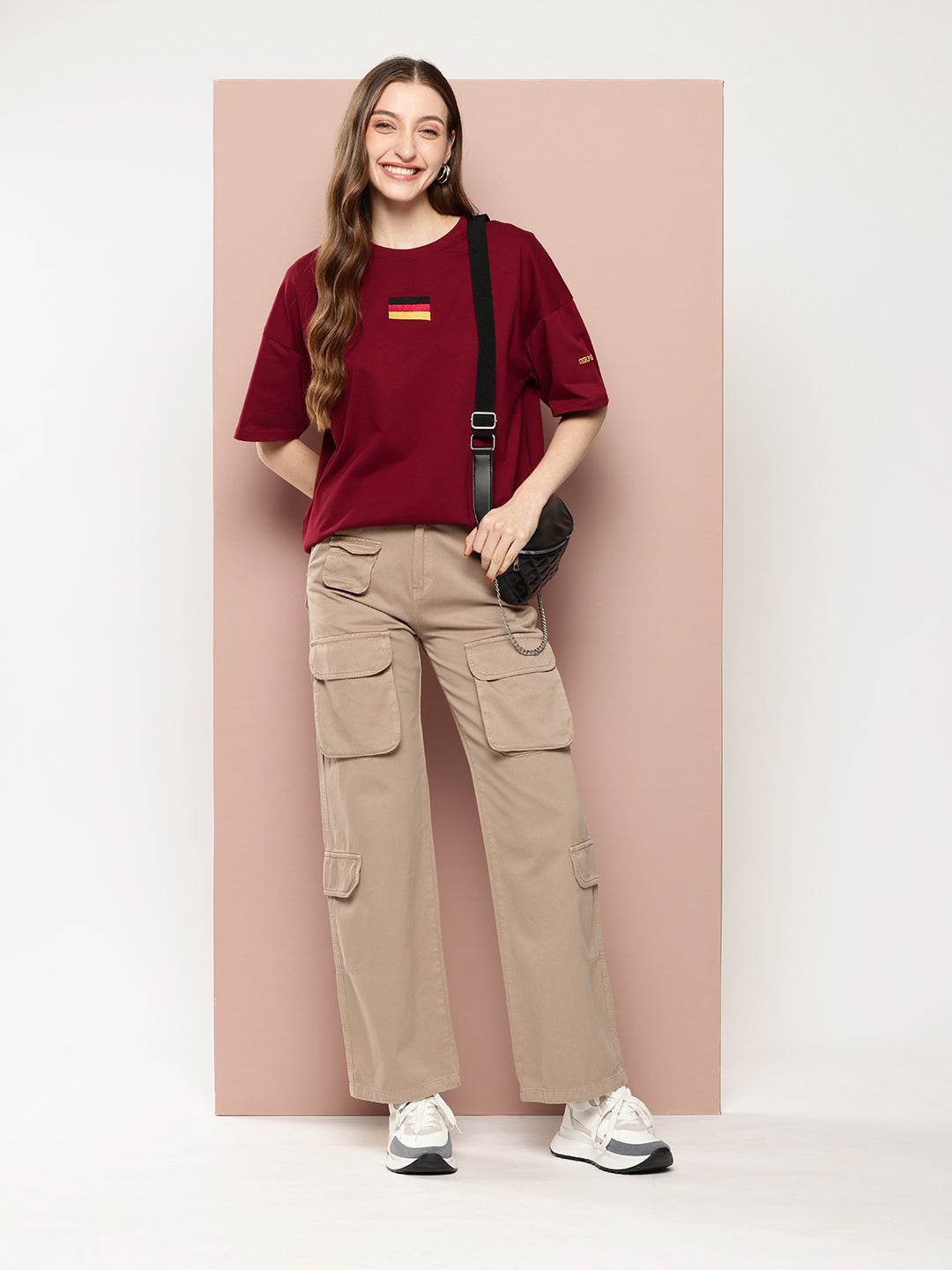 Womens Half Sleeve Drop Shoulder Printed Oversized Fit T-Shirts