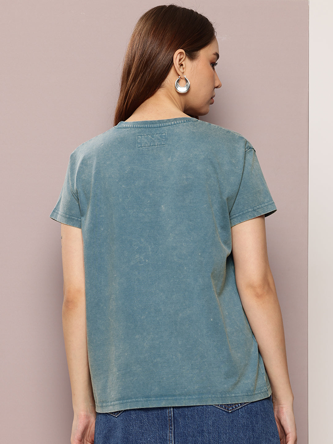 Womens Half Sleeve Round Neck Printed Boxy Fit Tshirts