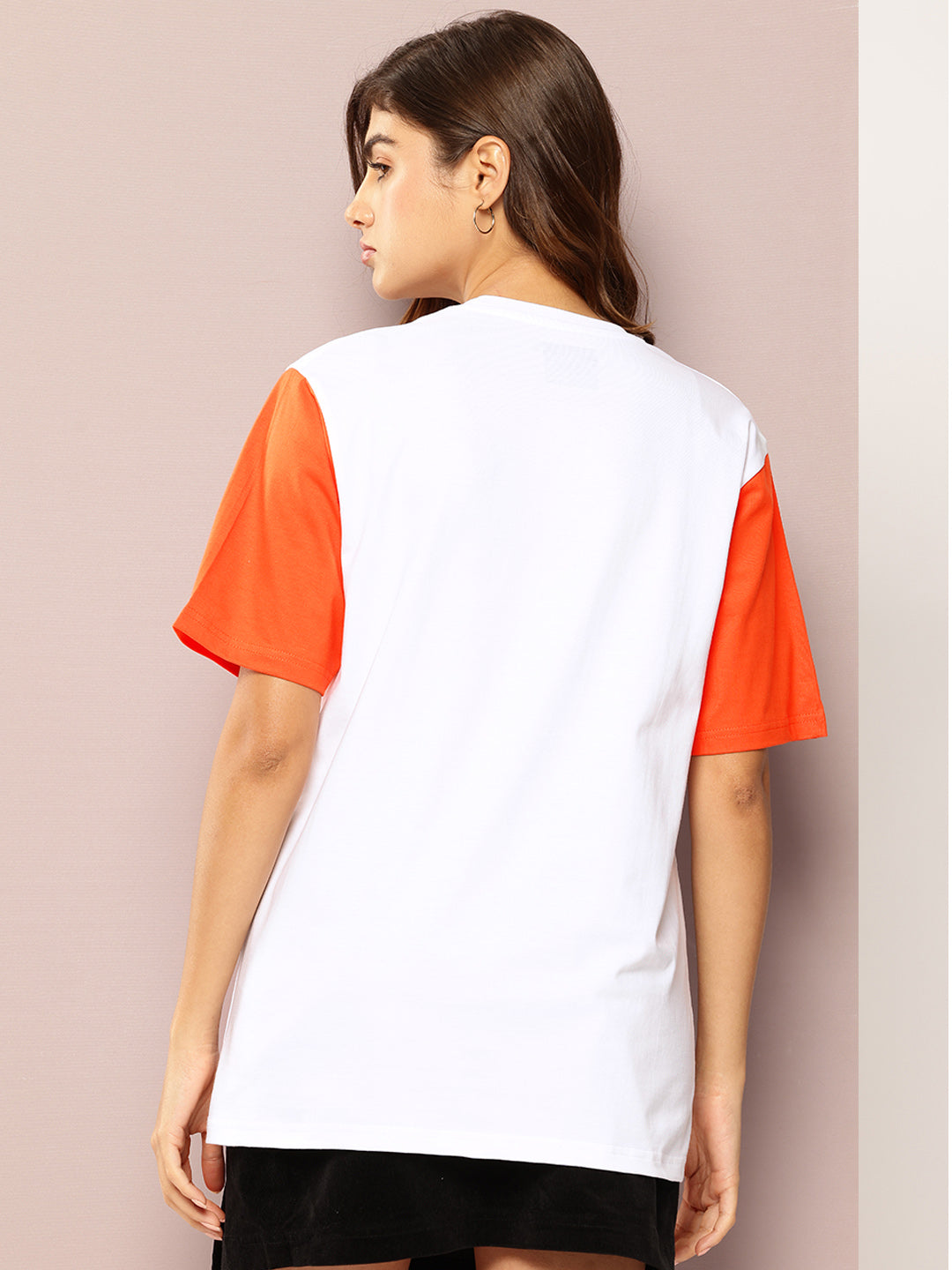 Womens Short Sleeve Puff Printed Oversized Fit Tshirt