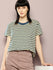 Womens Half Sleeve Round Neck Striped Boxy Fit Tshirts