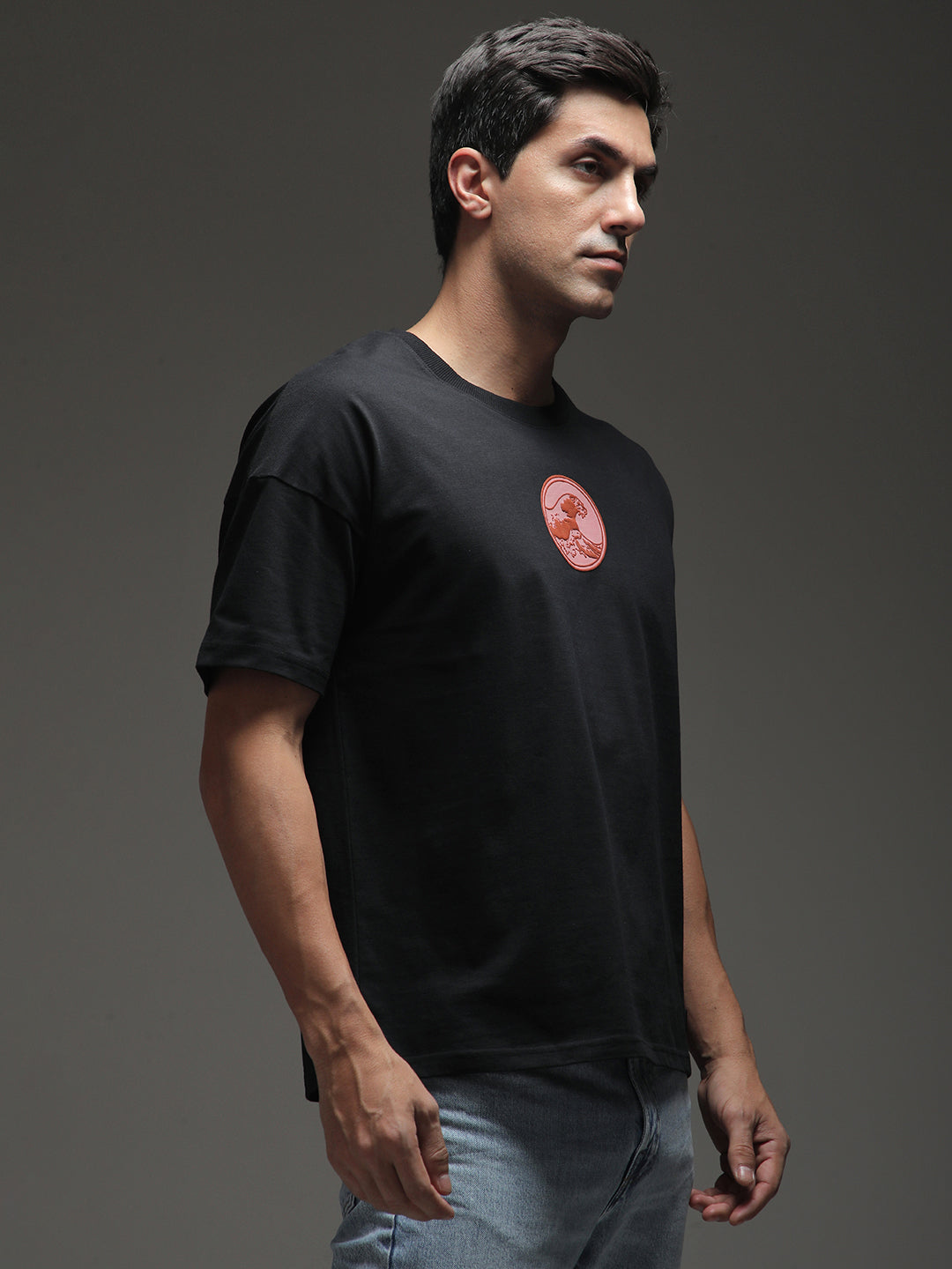Mens Half Sleeve Drop Shoulder Printed Oversized Fit T-Shirts