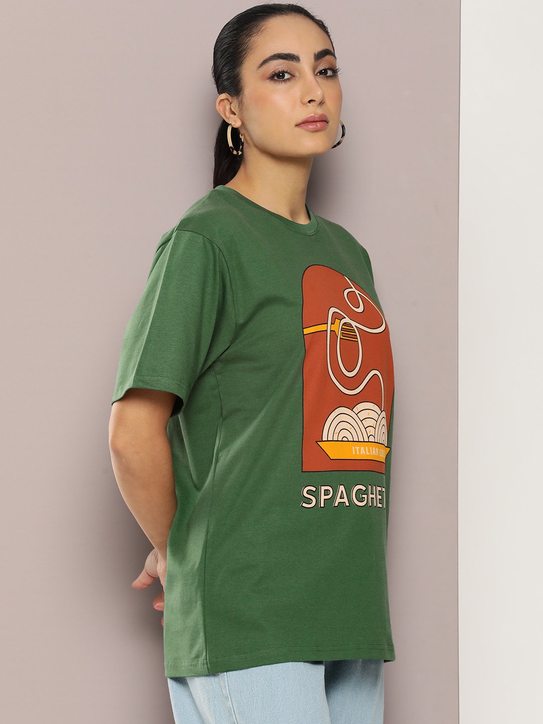 Womens Half Sleeve Round Neck Oversized Fit T-Shirts