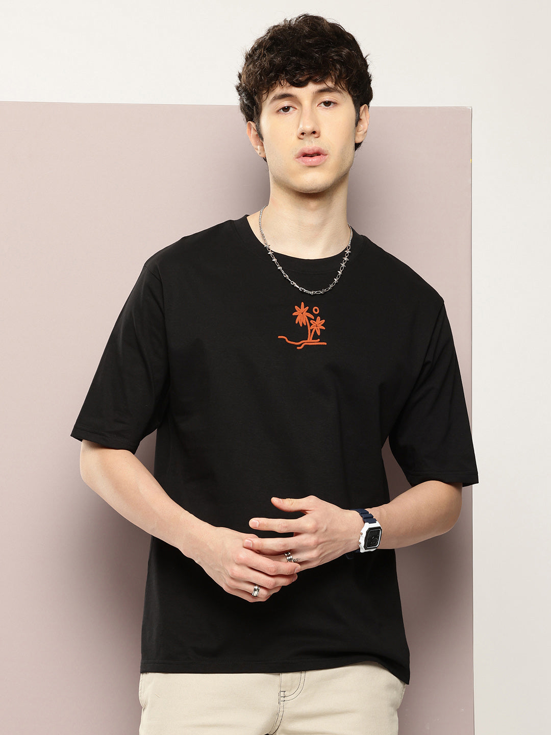 Mens Half Sleeve Round Neck Back Printed Oversized Fit Tshirts