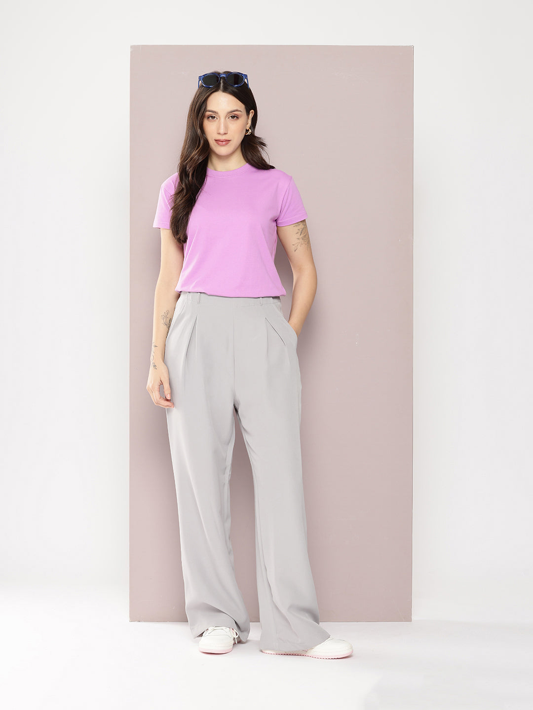 Womens Half Sleeve Round Neck Solid Regular Fit Tshirts