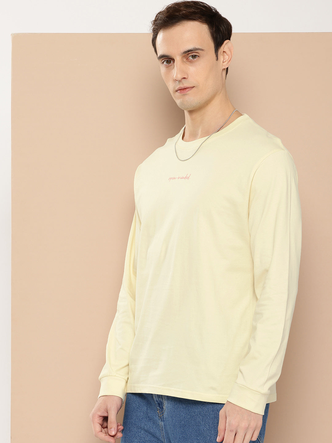 Mens Full Sleeve Round Neck Back Printed Oversized Fit Tshirts