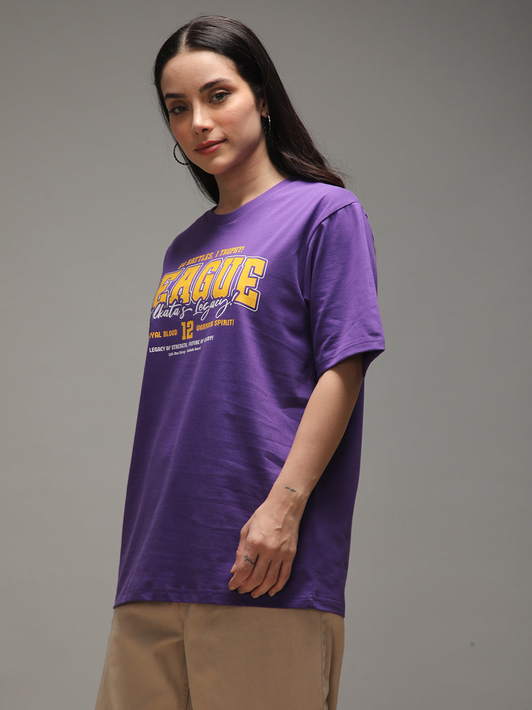 Womens Half Sleeve Round Neck Printed Oversized Fit Tshirts