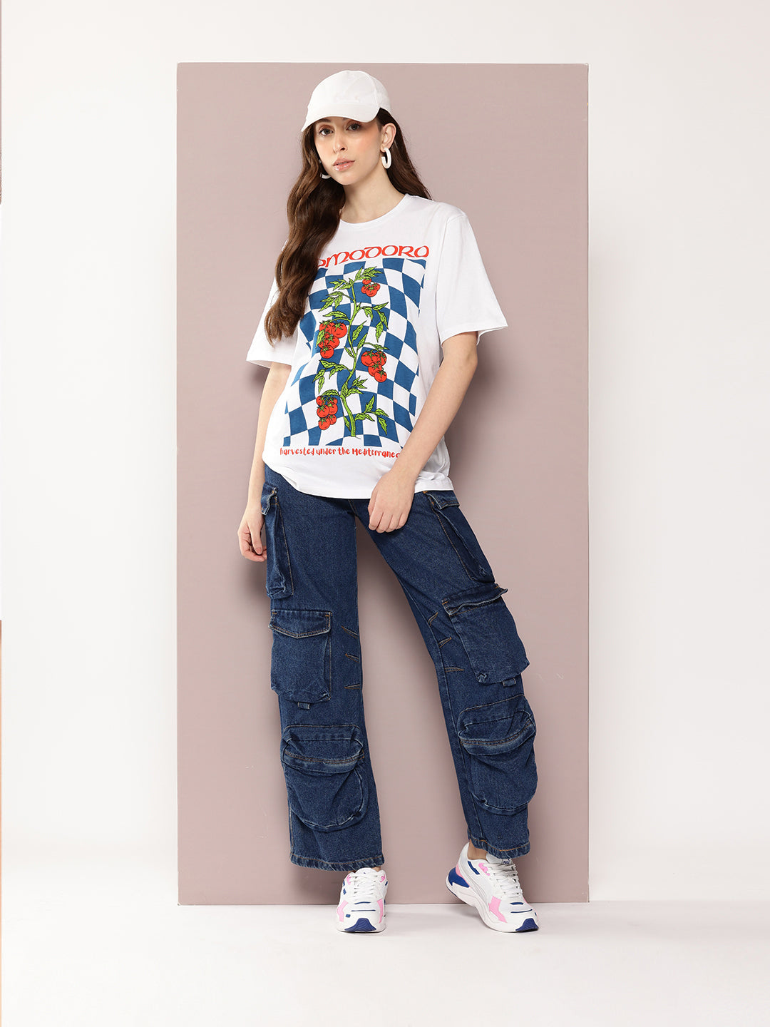 Womens Half Sleeve Round Neck Printed Oversized Fit Tshirts