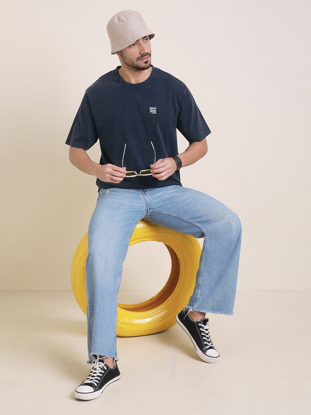 Mens Half Sleeve Round Neck Back Printed Oversized Fit Tshirts